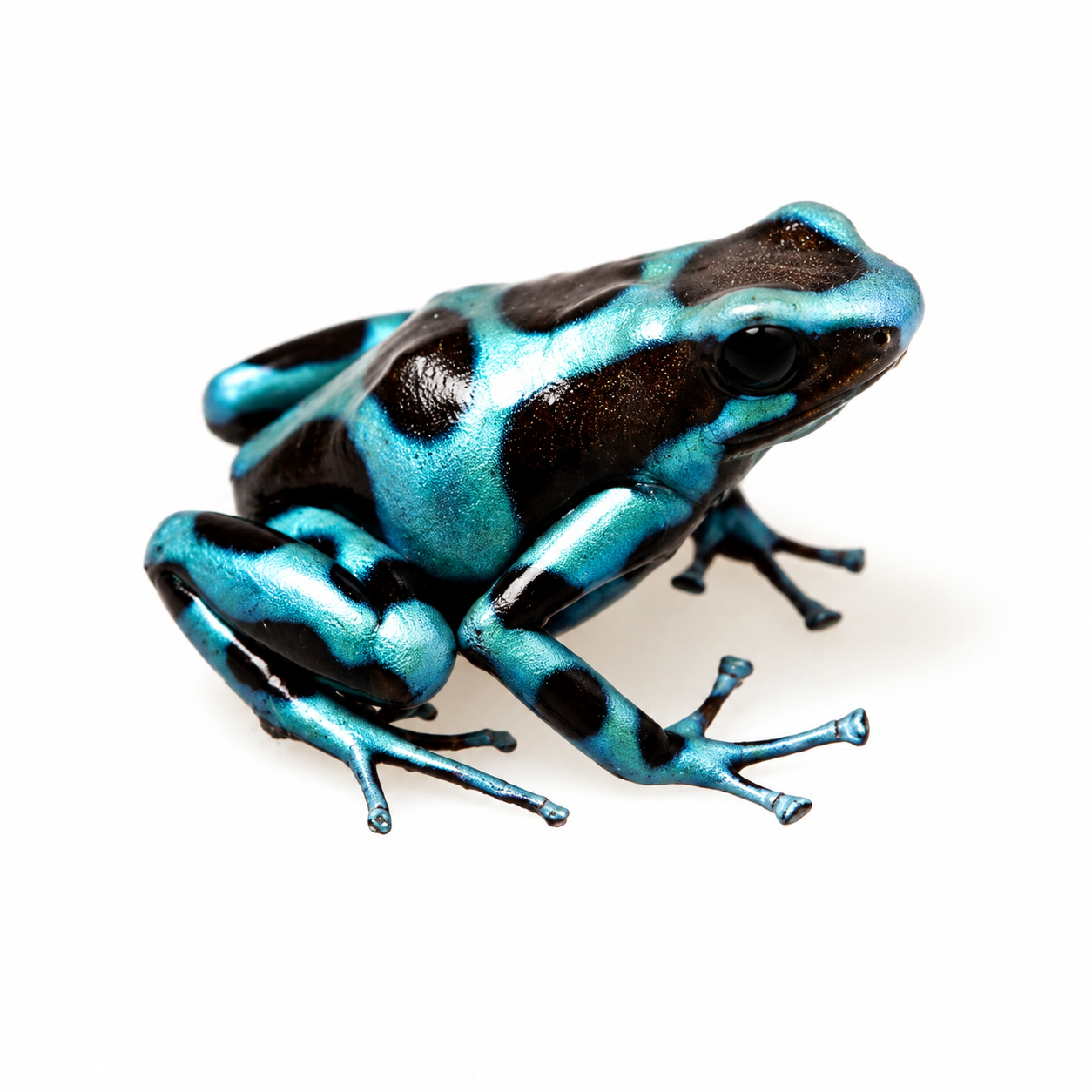 Dendrobates auratus El Copé présentant une coloration turquoise métallique et noire