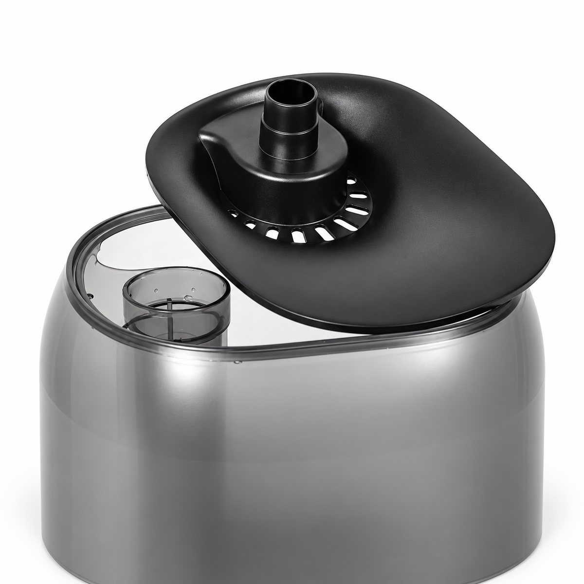Réservoir ouvert de l’humidificateur HabiStat avec couvercle amovible et raccord pour tuyau
