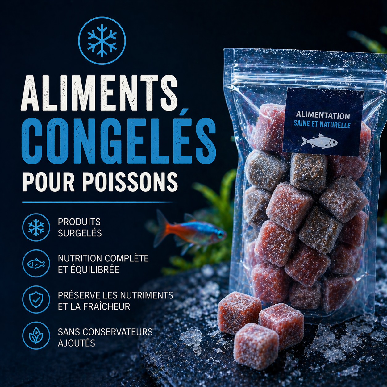 Aliments congelés pour poissons