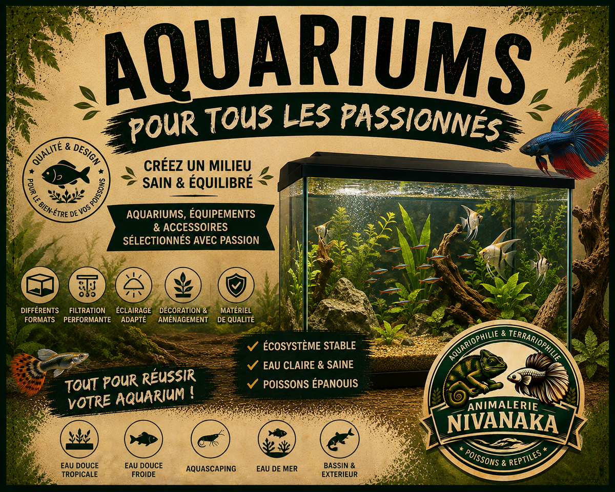 Aquariums pour poissons d’eau douce et tropicaux de différentes tailles - Nivanaka