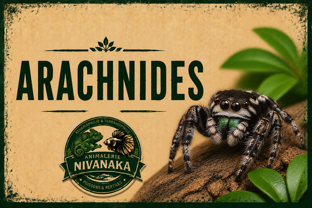 Arachnides de différentes espèces disponibles chez Nivanaka - araignées, scorpions et terrariophilie