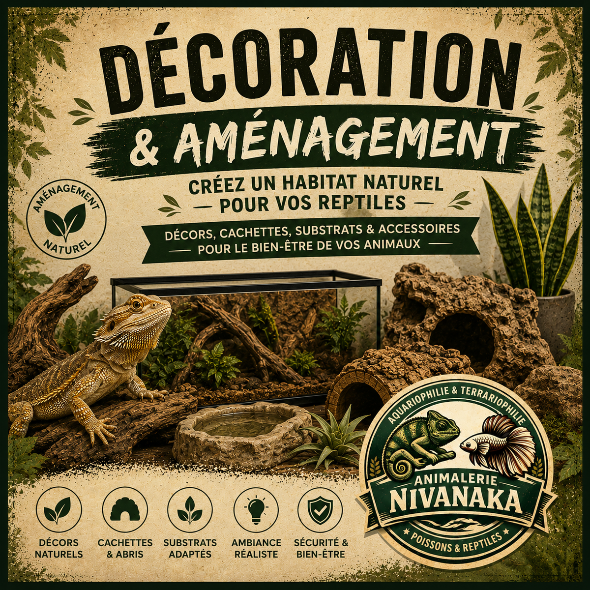 Entretien et soins pour reptiles - produits d’hygiène et accessoires pour terrarium - Nivanaka
