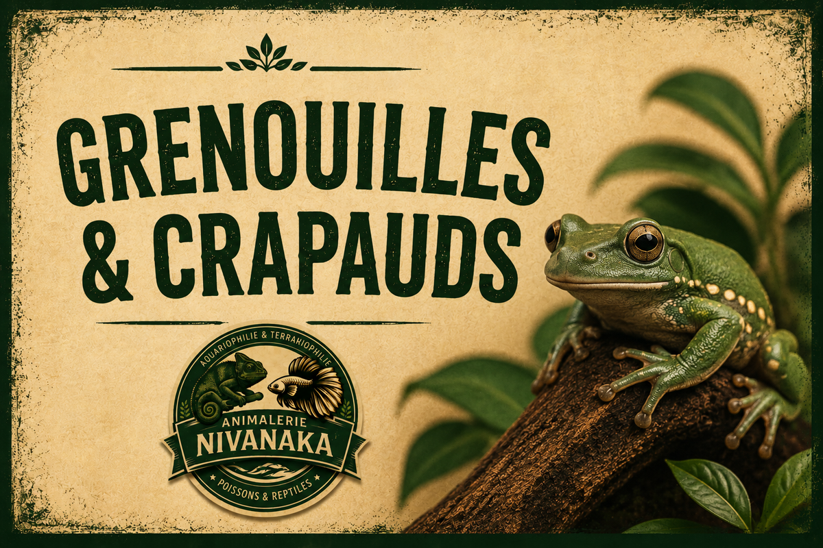 Grenouilles et crapauds de différentes espèces disponibles chez Nivanaka - terrariophilie