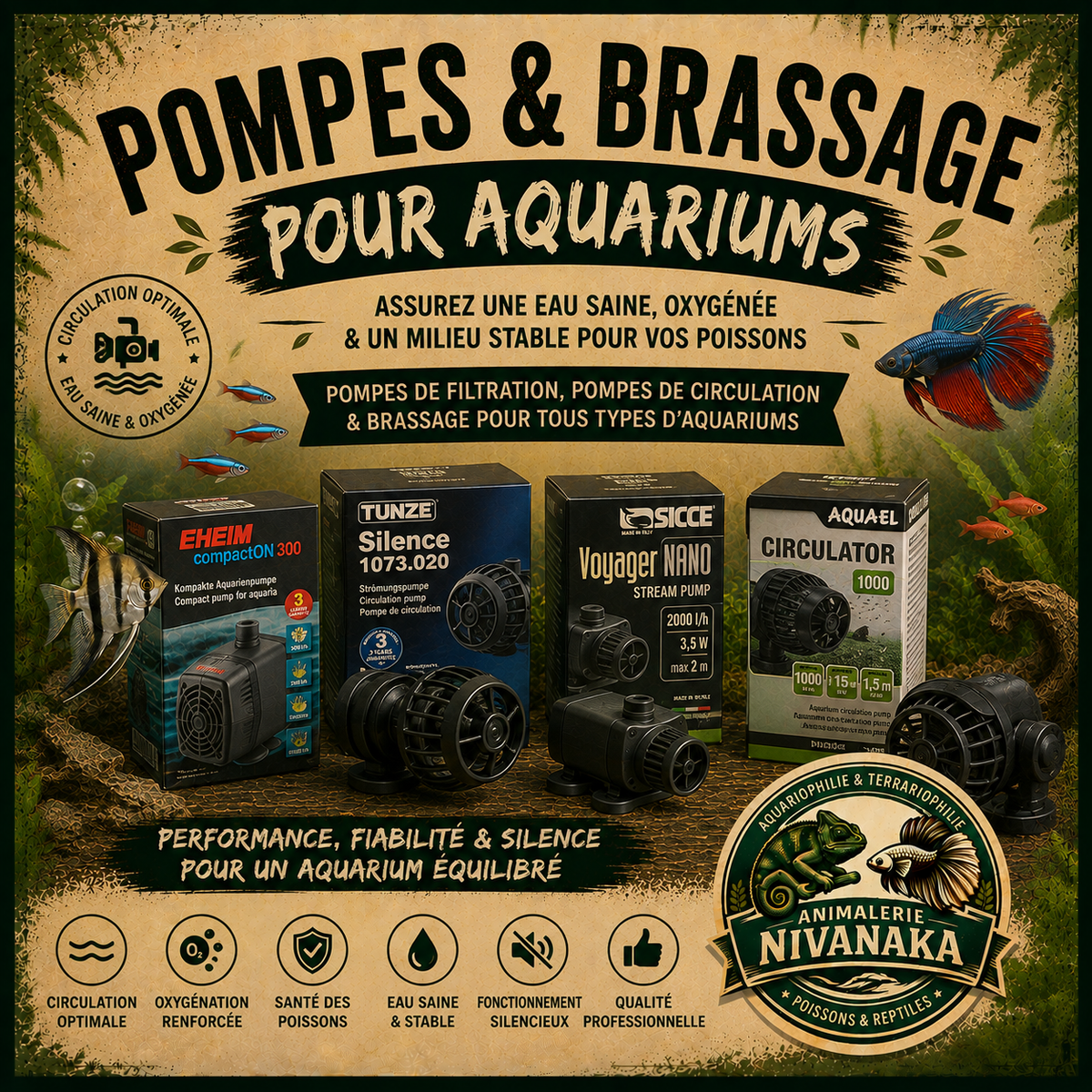 Pompes et brassage pour aquarium - pompes à eau et équipements de circulation - Nivanaka