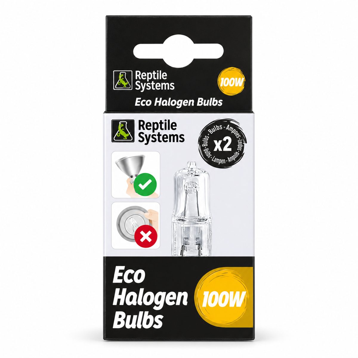 Lot de deux ampoules chauffantes Eco Halogen 100 W Reptile Systems pour reptiles en terrarium