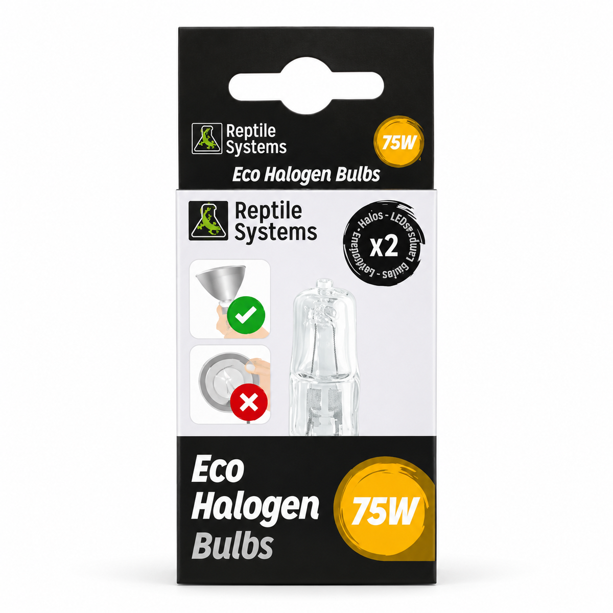Lot de deux ampoules chauffantes Eco Halogen 75 W Reptile Systems pour terrarium