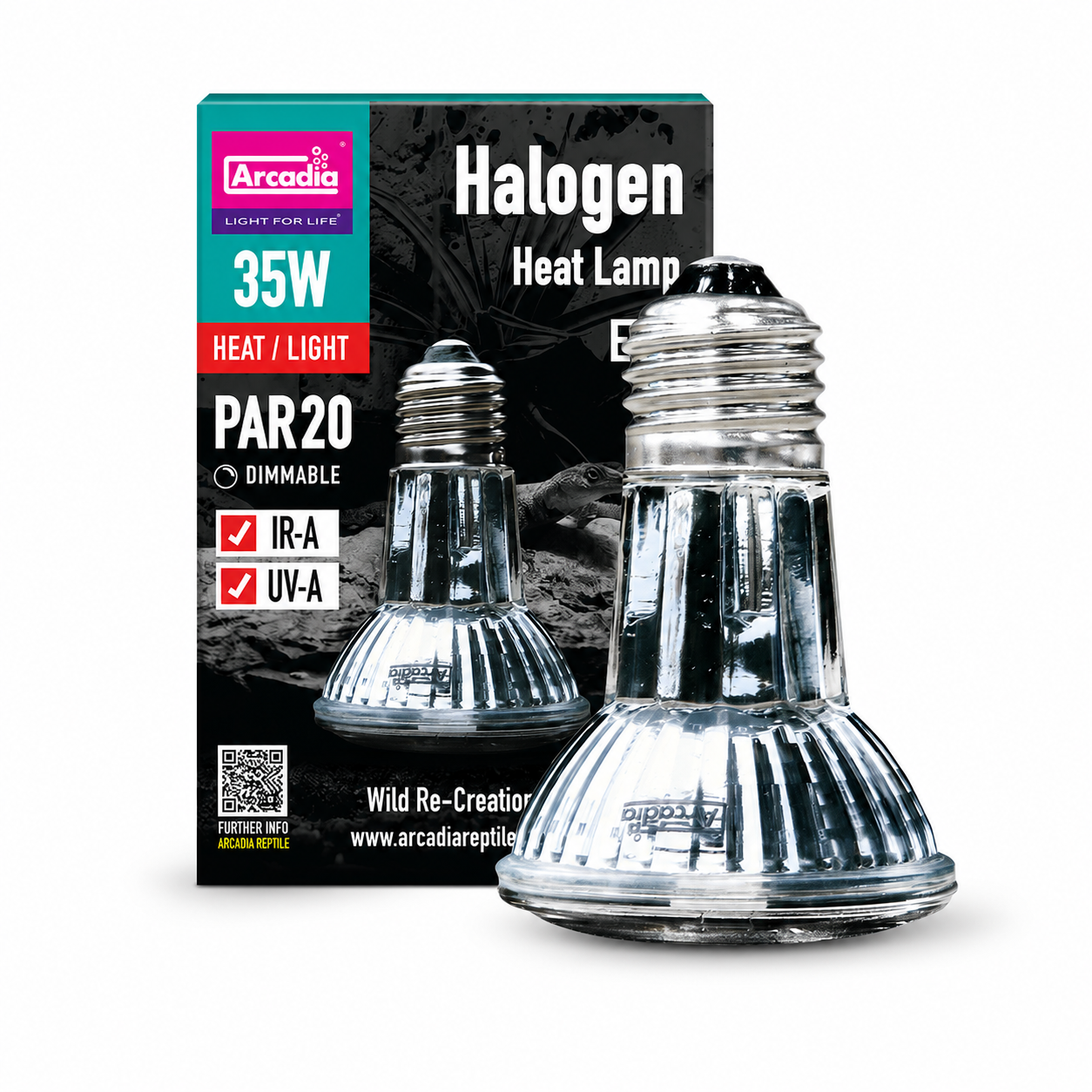 Ampoule chauffante Arcadia Halogen Heat Lamp 35 W PAR20 dimmable avec emballage pour terrarium