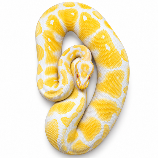Python royal Python regius de mutation Albinos aux motifs jaunes et blancs avec des yeux rouges