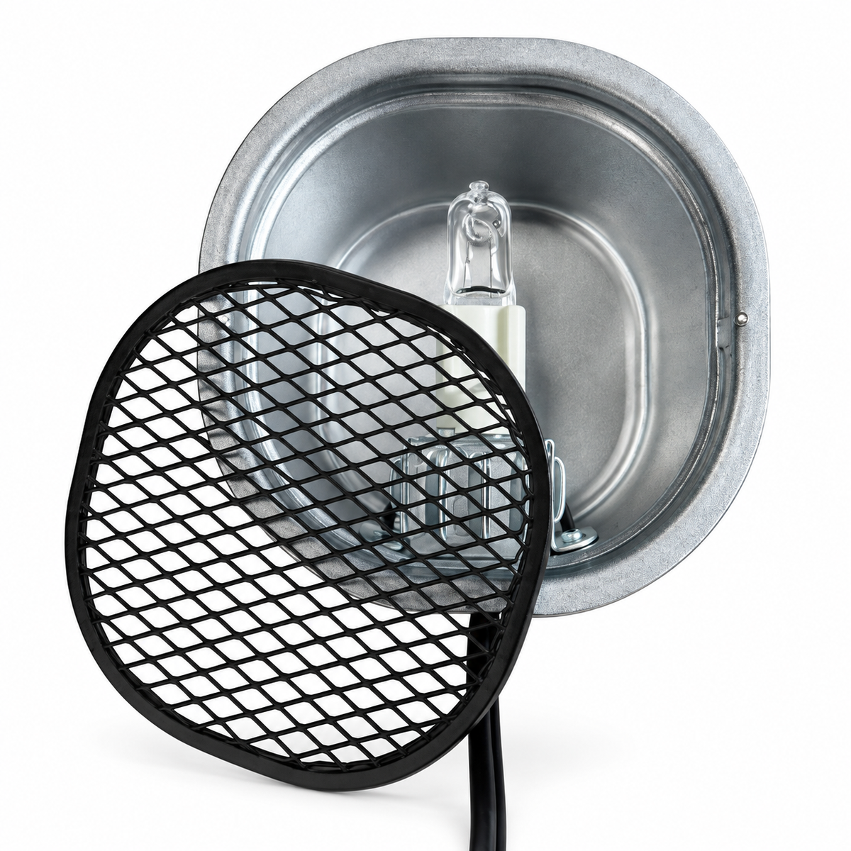 Chauffage halogène Reptile Systems Basking Eco Mini Heater avec réflecteur métallique et grille de protection noire