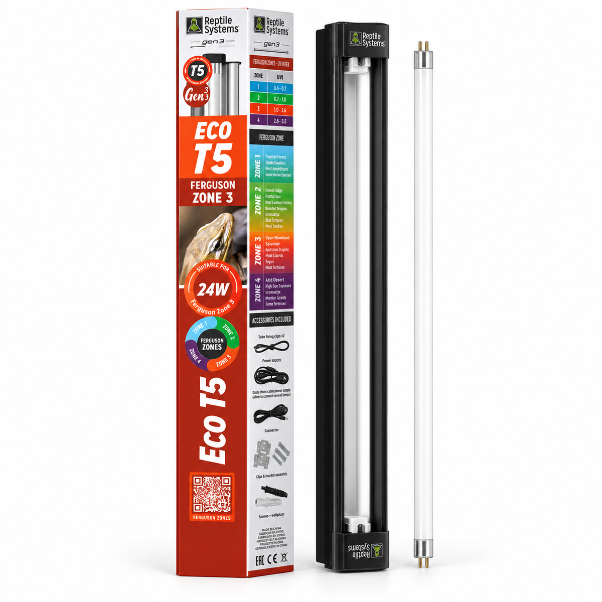 Kit UVB Reptile Systems ECO T5 Gen 3 de 24 W pour reptiles de Ferguson Zone 3