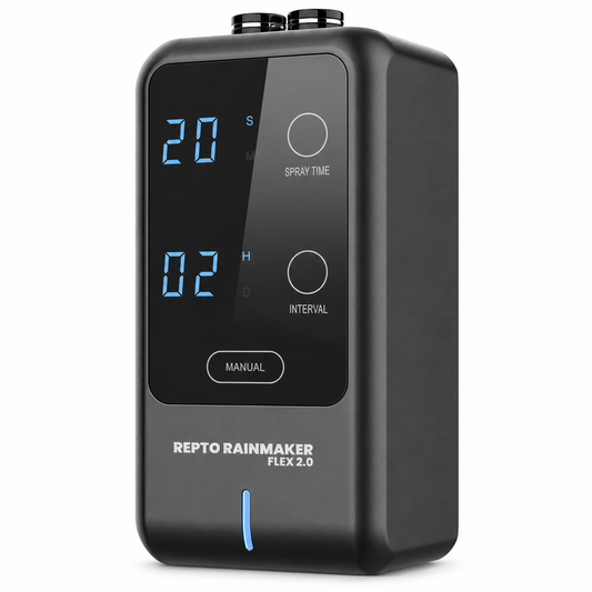 Système de brumisation programmable Repto Rainmaker Flex 2.0 avec écran numérique pour terrarium