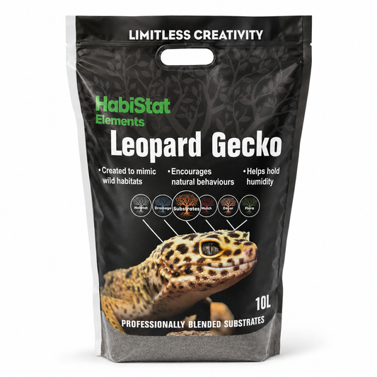 Face avant du substrat HabiStat Elements Leopard Gecko 10 L pour terrarium de gecko léopard