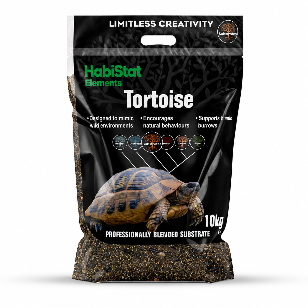 Face avant du substrat HabiStat Elements Tortoise 10 kg pour tortue terrestre