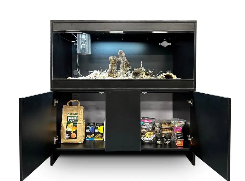 HabiStat Meuble Vivarium Bois Noir 122 × 61 × 66 cm