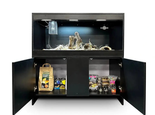 HabiStat Meuble Vivarium Bois Noir 122 × 61 × 66 cm