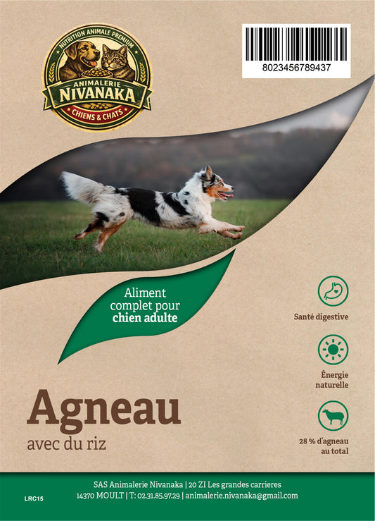 Croquettes Nivanaka Chien Adulte – Agneau & Riz