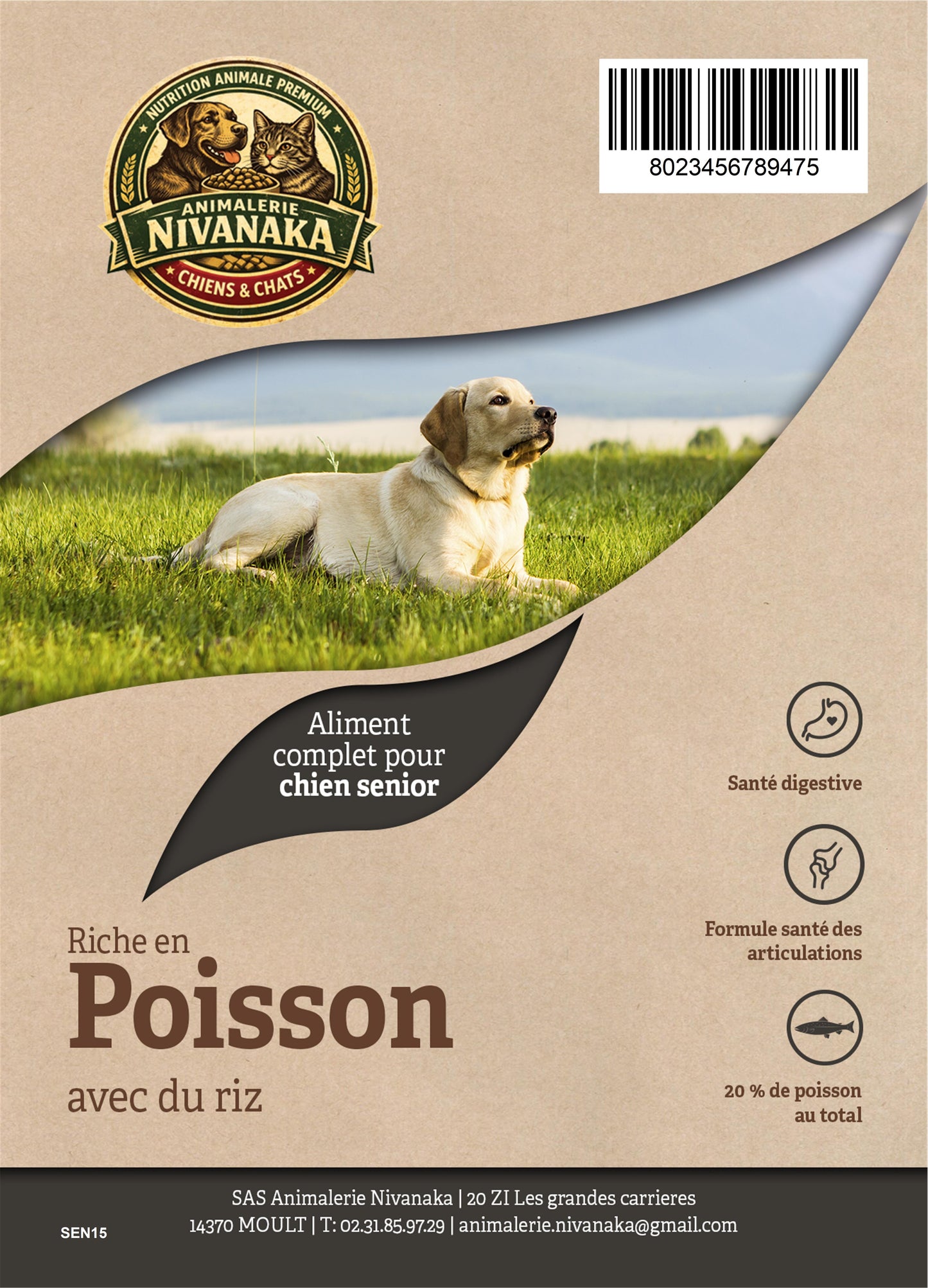Croquettes Nivanaka Chien Adulte Senior – Poisson & Riz