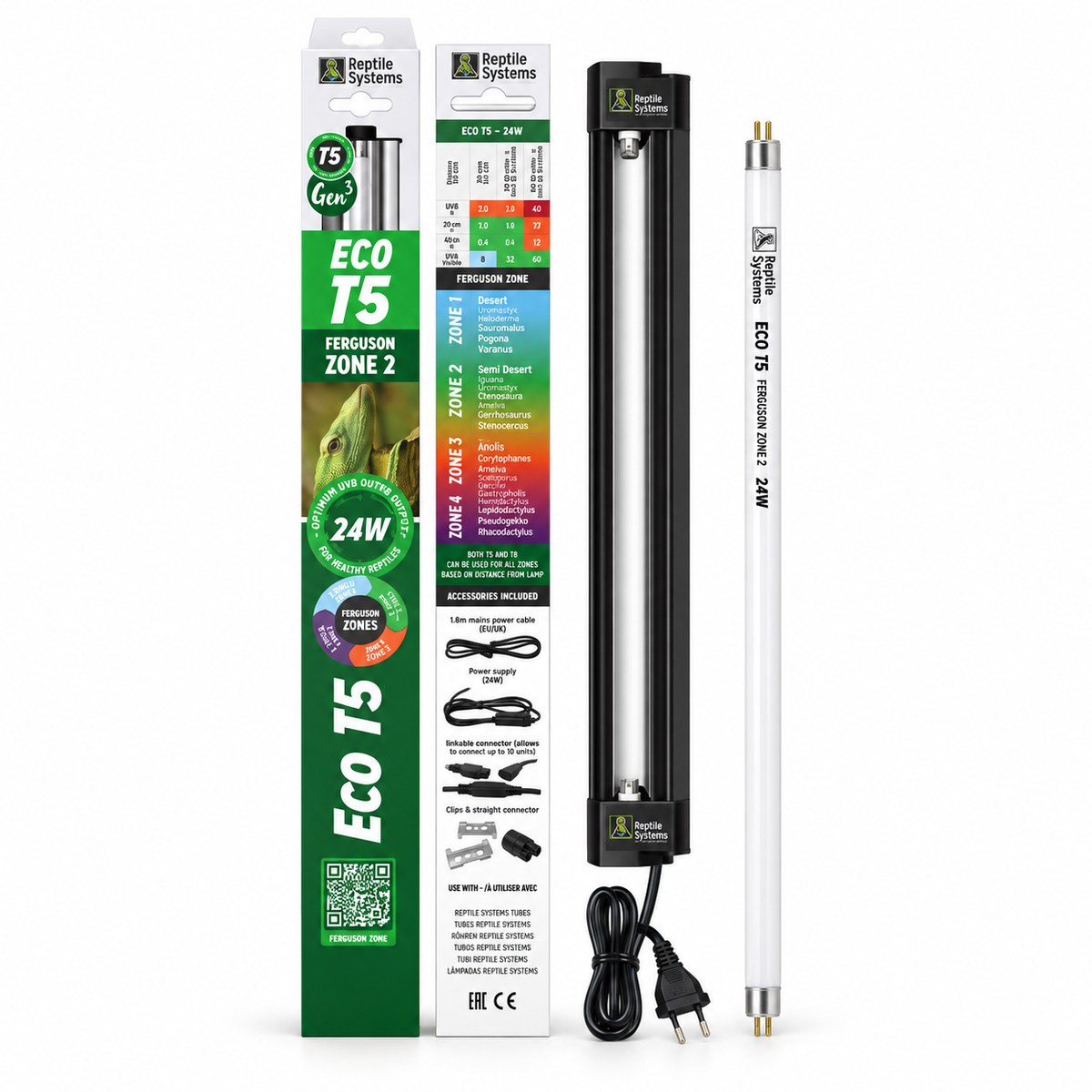 Kit UVB Reptile Systems ECO T5 Gen 3 de 24 W pour reptiles de Ferguson Zone 2